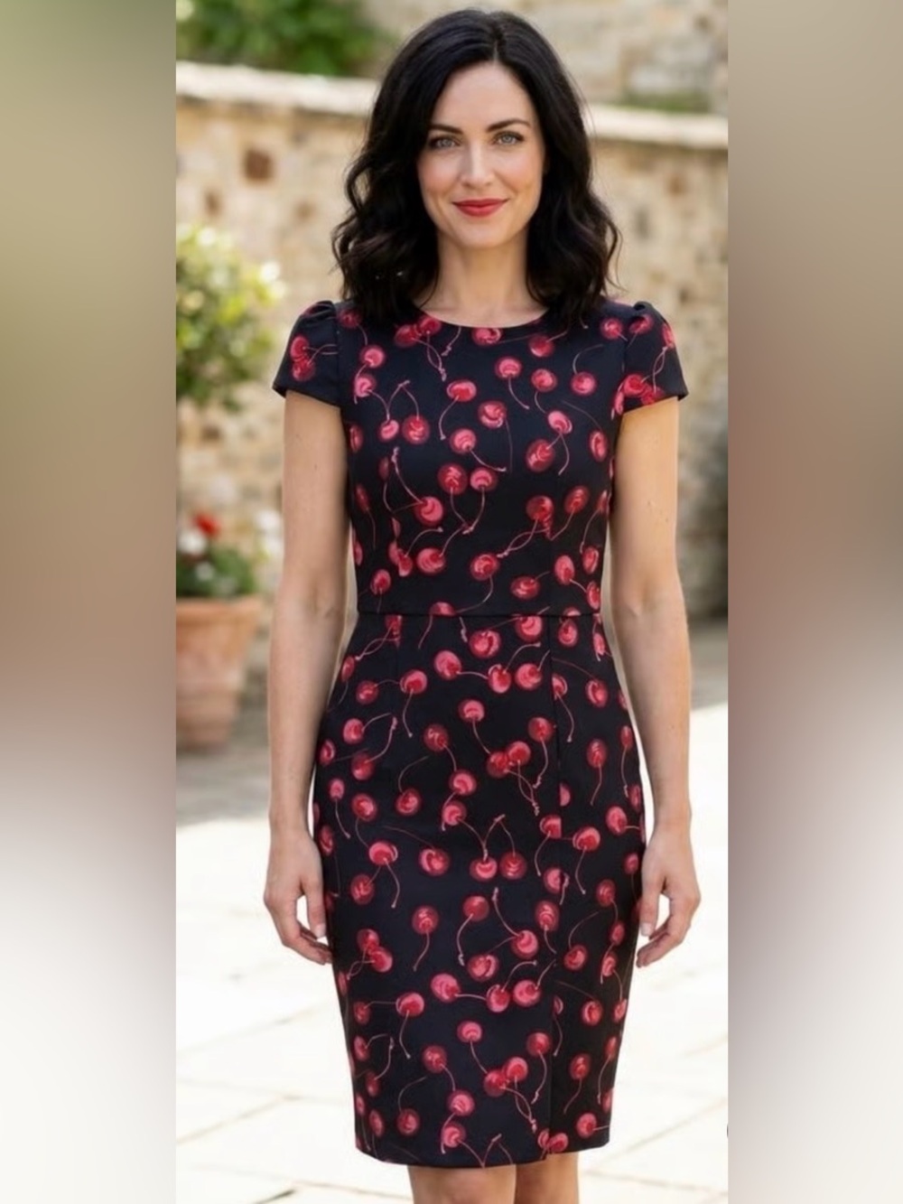 Betsey Johnson Black Dress with Red Cherry Print - Picture 5 of 8
